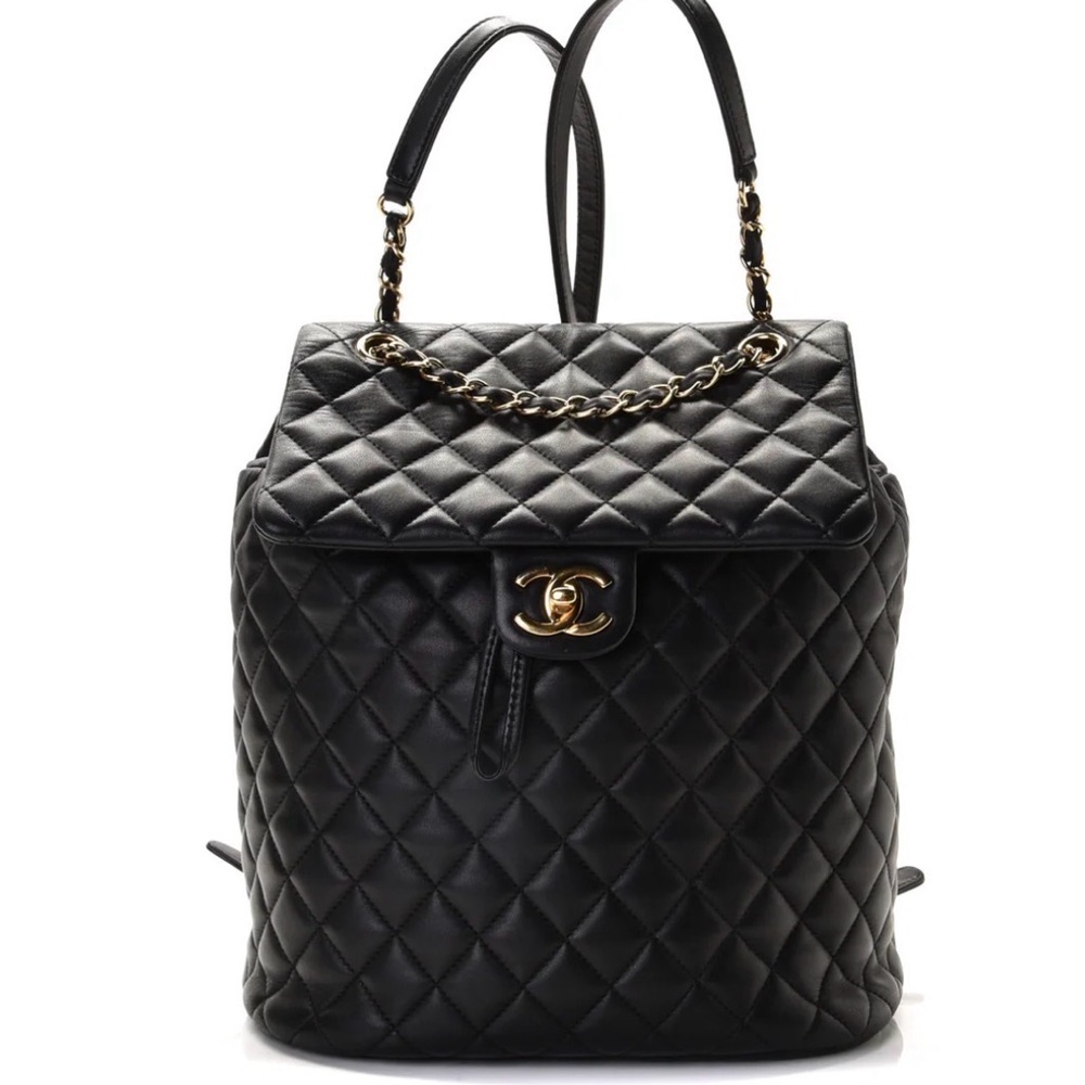 Chanel Black Calfskin Quilted Large Backpack Urban Spirit with GHW